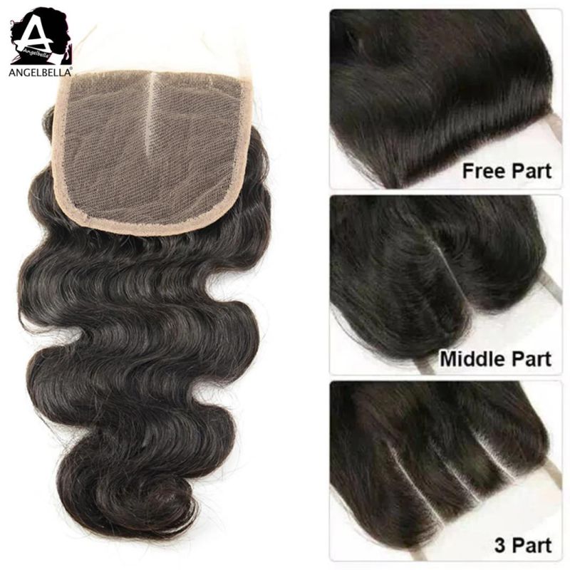 Angelbella 100% Mink Brazilian Remy Hair Closure Body Wave 4X4 Swiss Lace Closures