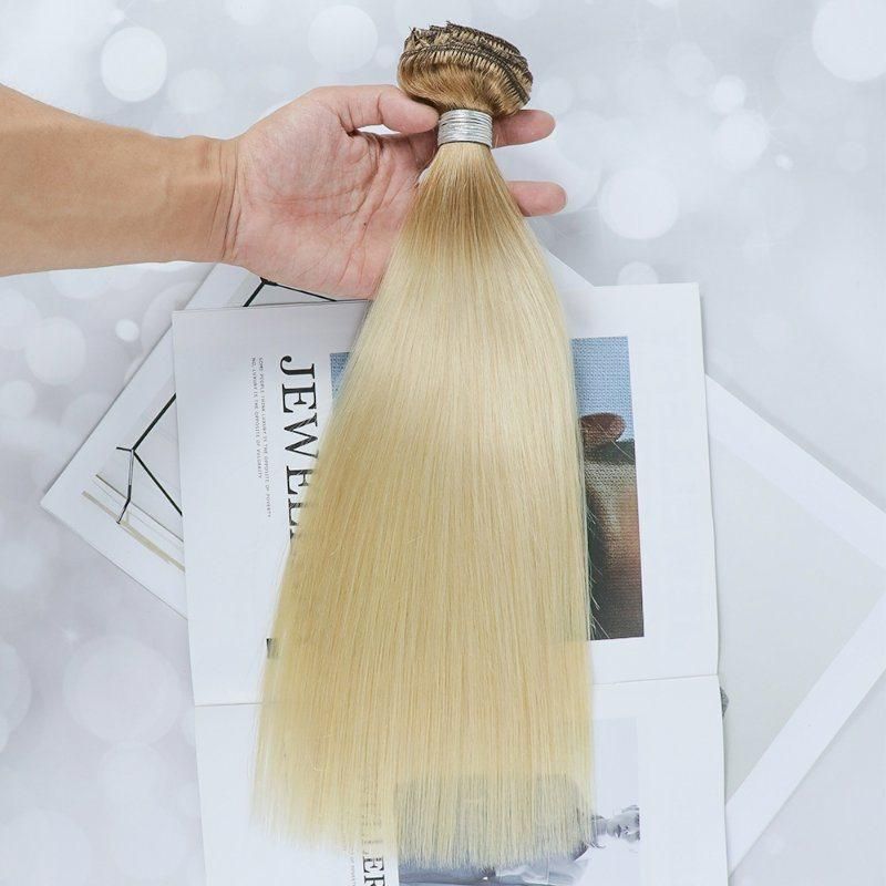 100% Human Double Drawn Thick Ends Cuticle Aligned Clip in Hair Extensions #T8/60