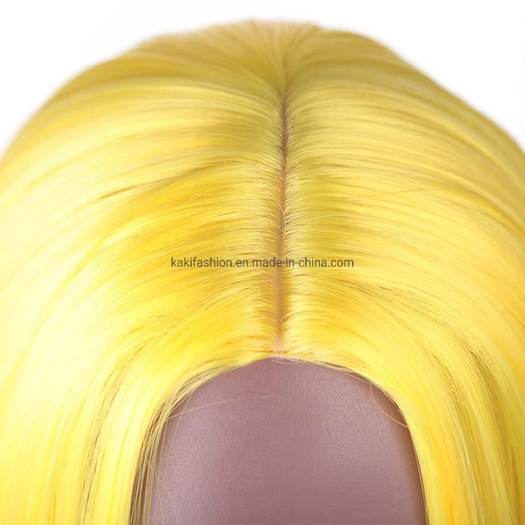 Yellow Short Wigs Bob Straight Heat Resistant Fiber Synthetic Black Women′ S Wig 14 Inches