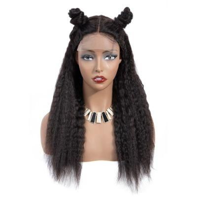 Factory Wholesale Lace Wigs of Kinky Straight Texture in Ntural Black Color Wig
