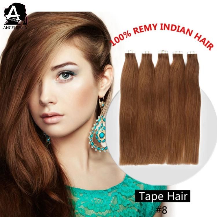 Angelbella Double Drawn Human Hair Extentions Straight 8# European Remy Tape Hair Extension