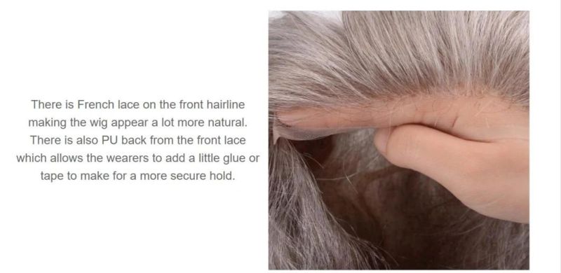 Anti-Slip Silicon Men’ S Custom Made High Quality Grey Hair Full Cap Wig Toupee