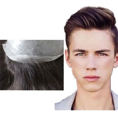 Custom Made French Lace Front with PU Back and Side Base Toupee, 2021 Fashion Good Quality 100% Indian Remy Hair Ombre Brown Wig for Bald Men