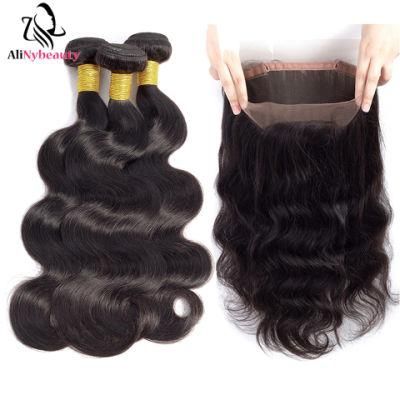 Unprocessed 10A Brazilian Virgin Hair 360 Lace Frontal Closure with Bundles