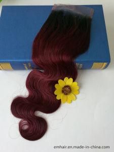 Straight and Body Wave Brazilian Hair T1b/99j Human Hair Real Hair Weave with Full Lace Closure