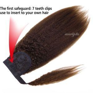 Kinky Yaki Straight Ponytail Dark Brown Coarse Straight 100% Human Hair