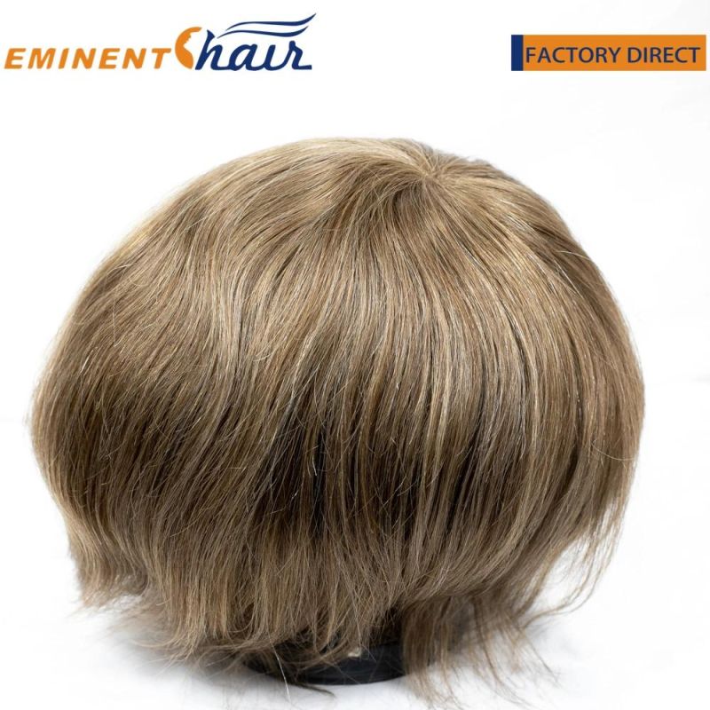 Custom Soft and Breathable Silk Mono with PU Coated and Clear PU Front Toupee