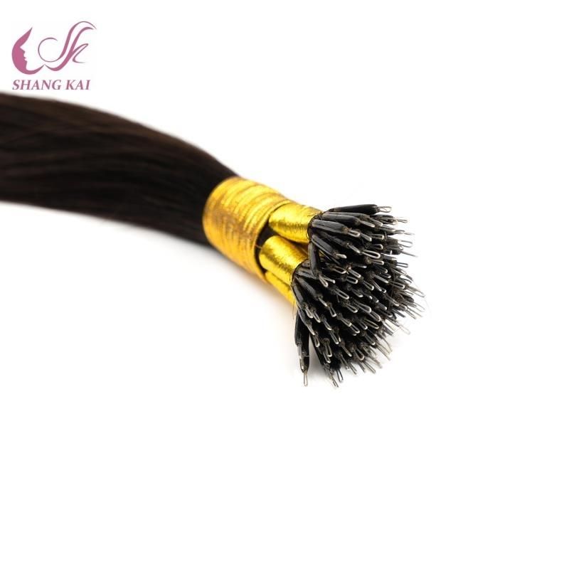 Silky Straight Brazilian Virgin Black Color Nano Ring Hair Extension