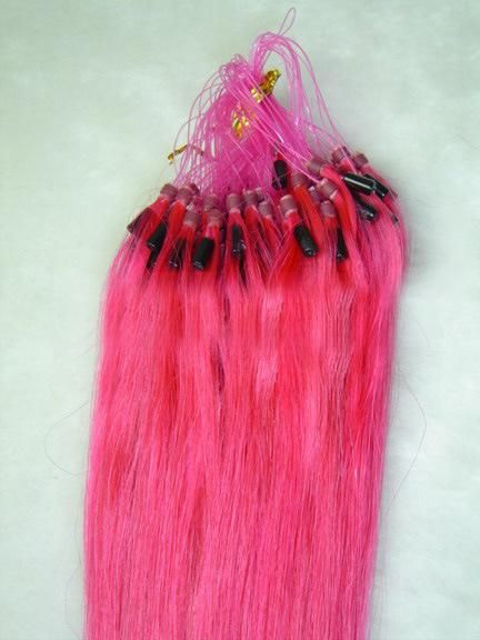 Pink Color Micro Loop Hair Extensions Easy Loop 1g Micro Bead Brazilian Hair Extension Double Bead Brazilian Micro Ring Loop Hair Extension (AV-RH00-pink)