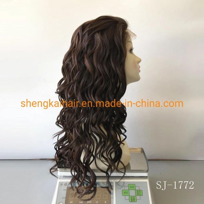 Wholesale Good Quality Full Handtied Long Hair Synthetic Lace Front Wigs with Baby Hair 612