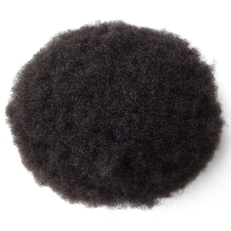 Kbeth Toupees African American Tight Curl Hairpiece 8"X10" 100% Indian Remy Hand Made Human Hair Thin Skin Lace 6mm Afro Curly Toupees for Black Men