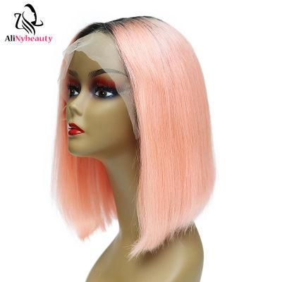 1b/Pink Bob Wig Human Hair Lace Front Wig