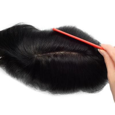 V-Looped Hair with Injected Hair Crown Thin Skin Mens Hair Replacements