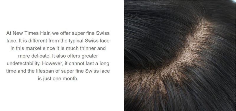New Long Life Swiss Lace Base - with Transparent Skin All Around! Hidden Wigs for Men