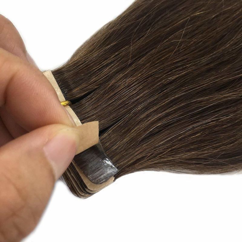 22 Inch Tape in Hair Extensions Human Hair Chocolate Brown Tape in Hair Extensions 20PCS 50g Remy Human Hair Extensions for Women