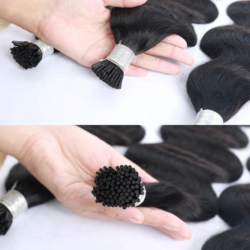 Body Wave I Tip Microlinks Brazilian Human Hair Extensions for Women Natural Black 8-30 Inches Bundles Brazilian Virgin Bulk Hair