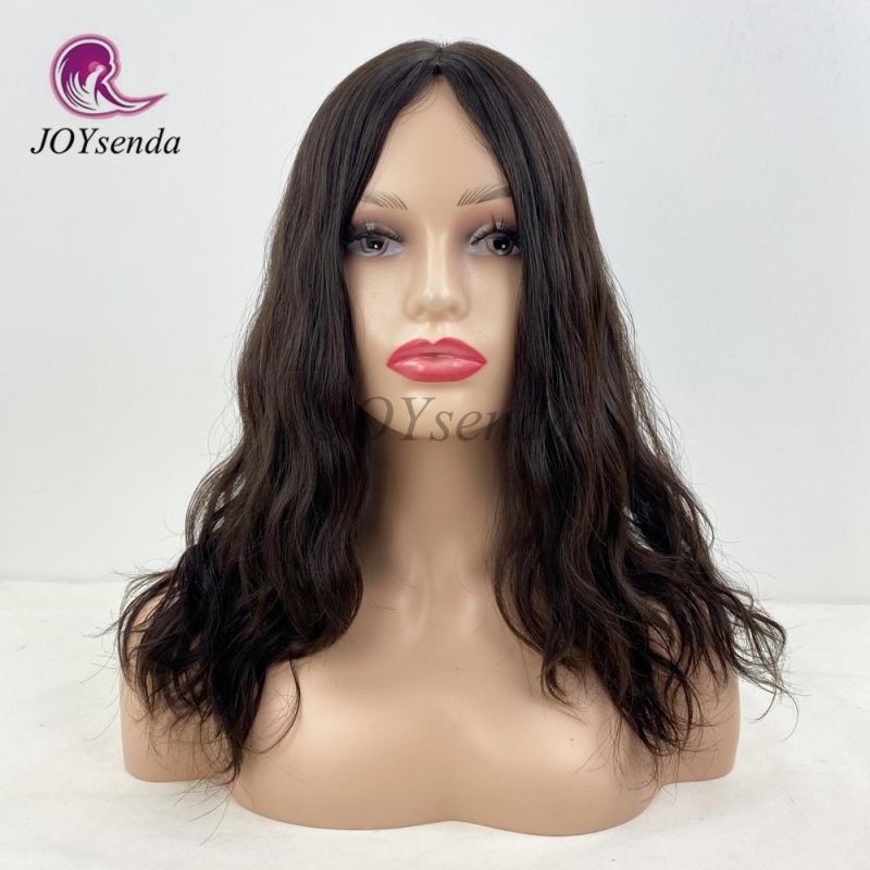 High Quality Natural Wavy Dark Brown Color Silk Base Top European Hair Kosher Wigs/Jewish Wig/Sheitle Wigs