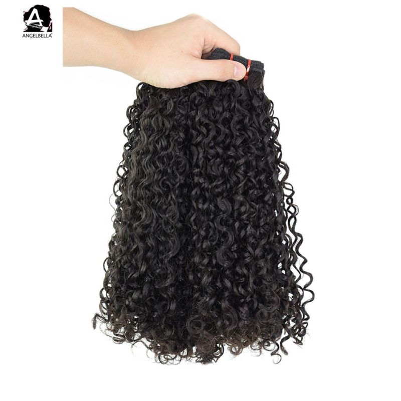 Angelbella Factory Price Wholesale Hair Product Bundles Double Weft 1b# Pissy Curl Human Hair Weaving
