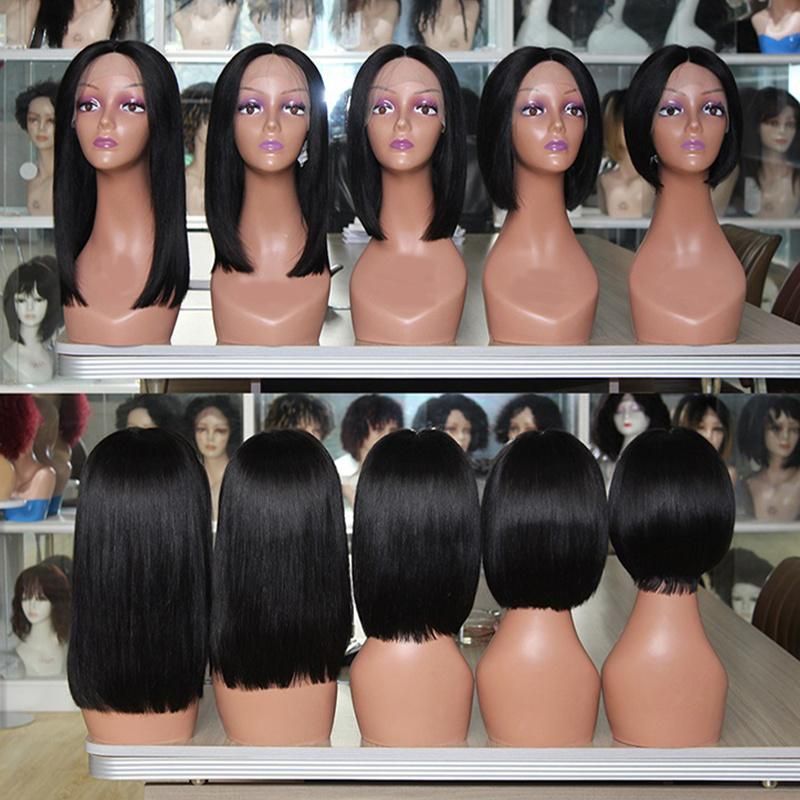 100% Peruvian Human Hair Lace Front Short Bob Wigs