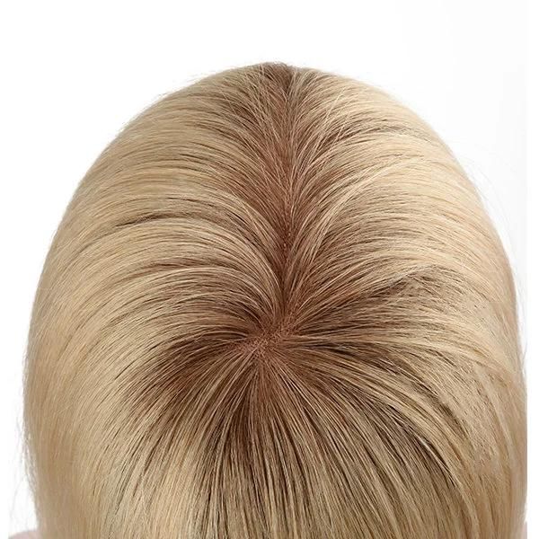 Blond Color with Dark Root Mono Hair Replacement Systems with Lace Front