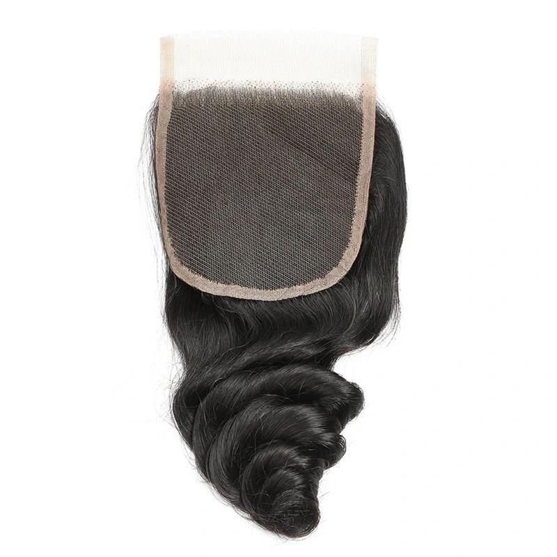Kbeth Loose Wave 4*4 Lace Frontal Closure Hand Tied Transparent Lace 8 Inch Bouncy Human Hair Closures Ready to Ship
