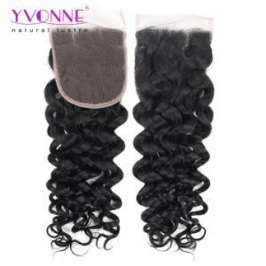 Italian Curly Brazilian Virgin Human Hair 4X4 Free Part Lace Closure Natural Color Free Shipping