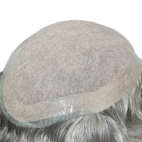 Ljc473 Indian Human Hair with Grey Hair in Synthetic Hair Systems