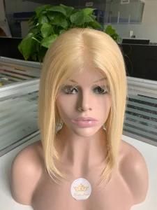 Blonde Color Straight Brazilian Virgin Human Hair Lace Frontal Wig with Transparent Lace