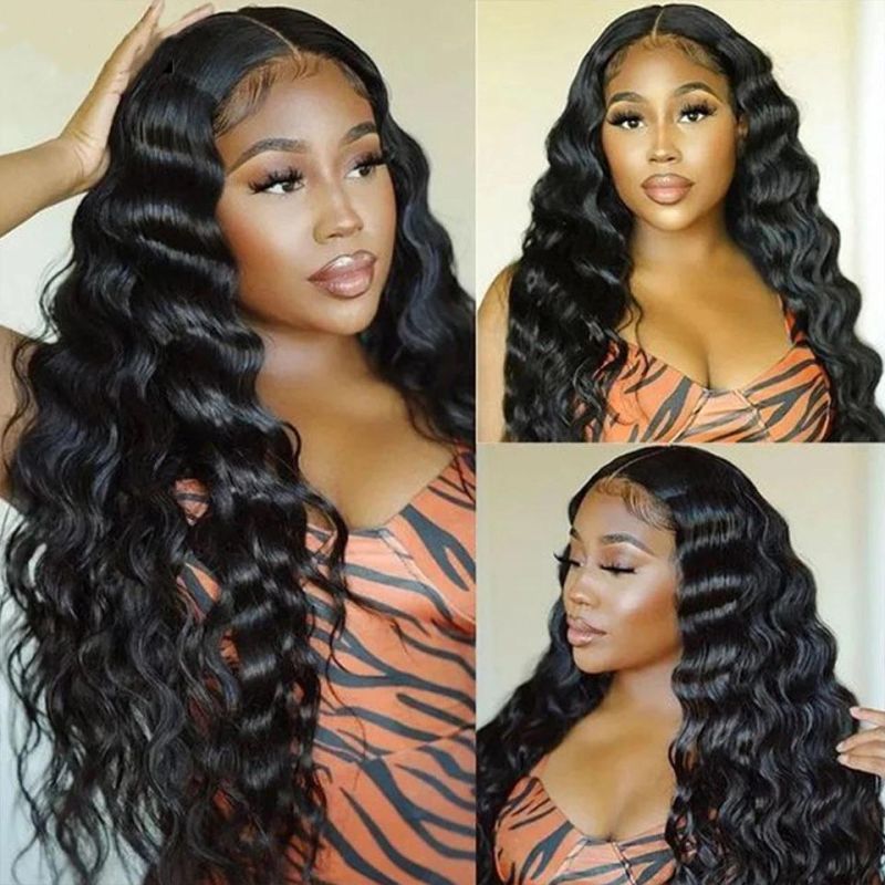 36 38 40 Long Inches Loose Deep Wave Bundles with Closure 13X4 Lace Frontal with Bundles Remy 100% Human Hair Peruvian Bundles with Frontal Wholesale