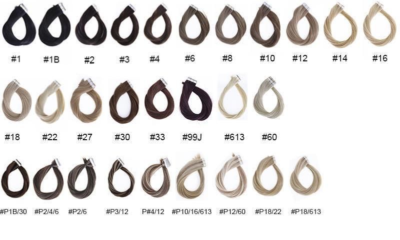 Wholesale 12A Russian Remy Virgin Double Drawn Tape in Human Hair Extensions