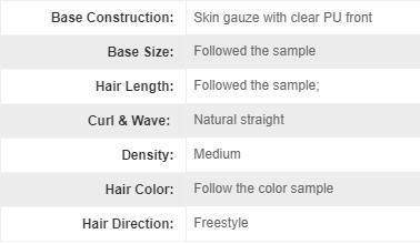 Poly with Gauze and 1 Inch Transparent Skin at Front Woman Hair System