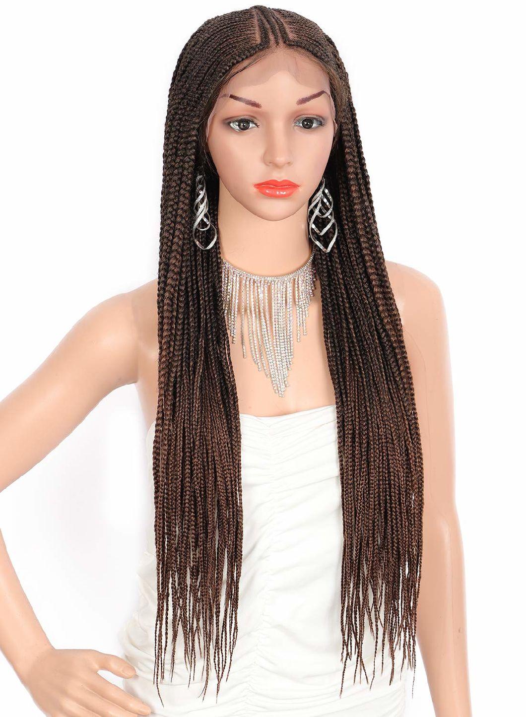 13X7 Hand Braided Lace Front Fulani Cornrow Box Braid Wigs with Baby Hair for Women Lightweight Synthetic Lace Frontal