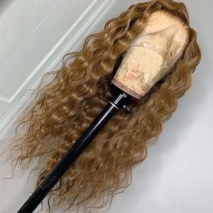 Hot Sale Honey Blond Human Hair Wigs Light Brown Curly Full Lace Wig for Lady