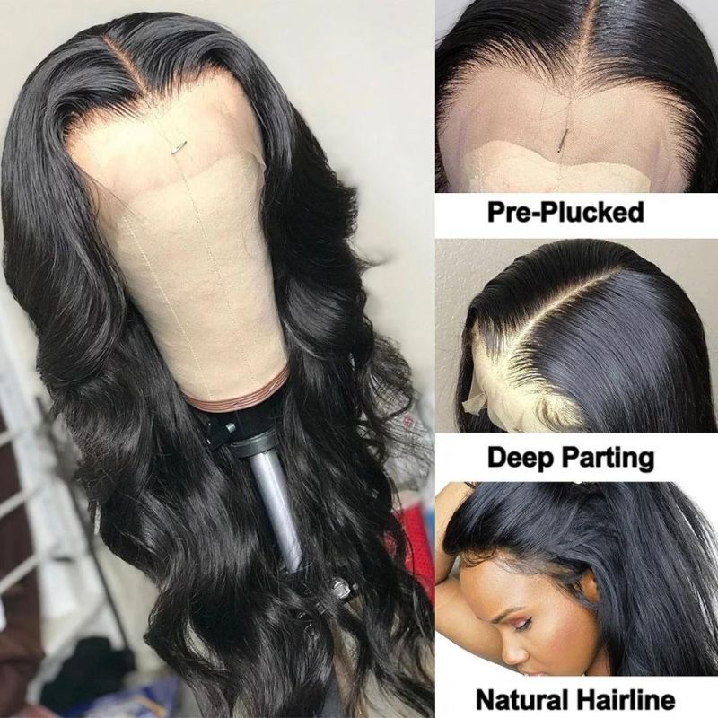 13*4 Body Wave Glueless Swiss Lace Frontal Wigs Raw Indian Human Hair Lace Wigs Virgin Cuticle Aligned Body Wave Lace Front Wig