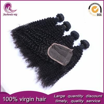 Kinky Curly Peruvian Virgin Hair Weft with Lace Closure