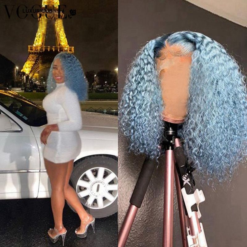 150% Curly Human Hair Wig Orange Blue Green Kinky Curly Lace Front Wig Brazilian Preplucked Colored Human Hair Wigs for Women