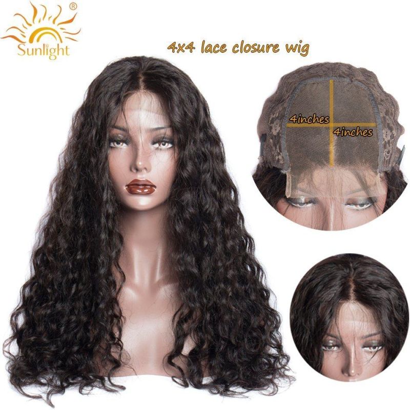 Sunlight 150 Density 4X4 Closure Wig Peruvian Water Wave Wig