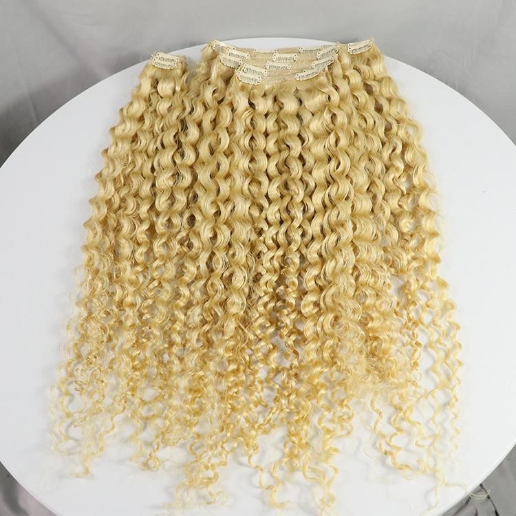 10PCS/Set Afro Kinky 6mm Curly Remy Brazilian Virgin Hair Clip in Hair Extensions #613