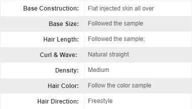 Normal Injected (flat injected) Skin Custom Made Women′s Natural Hair Toupee
