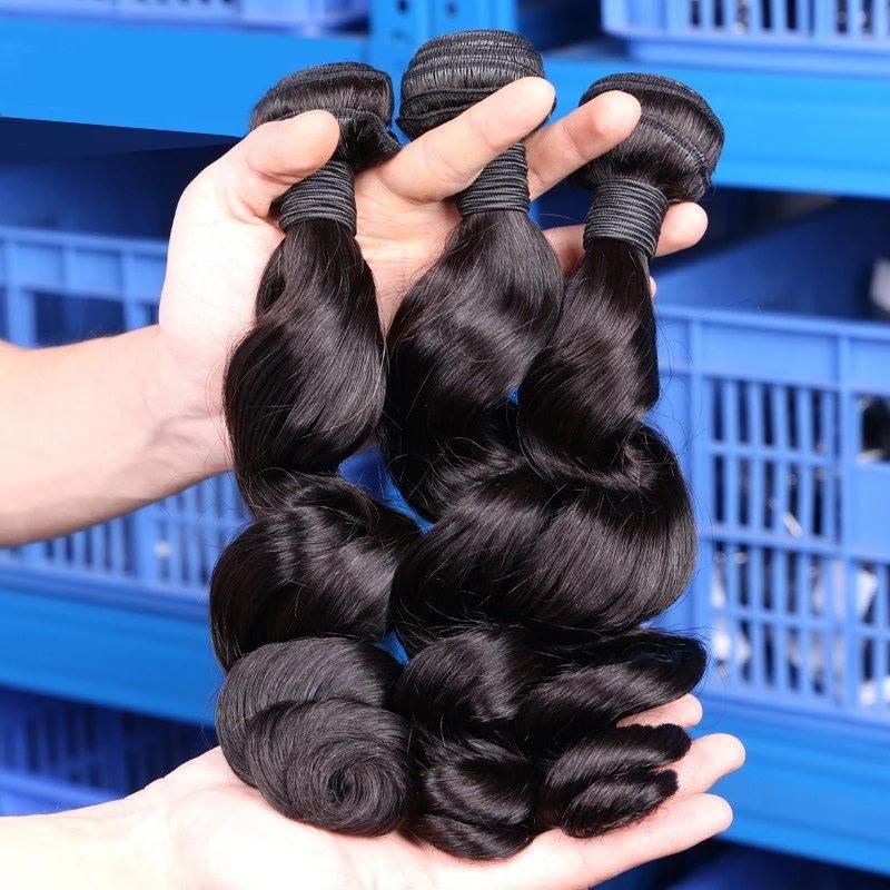 Peruvian Loose Wave Virgin Hair Double Weft Human Hair Extension Natural Black