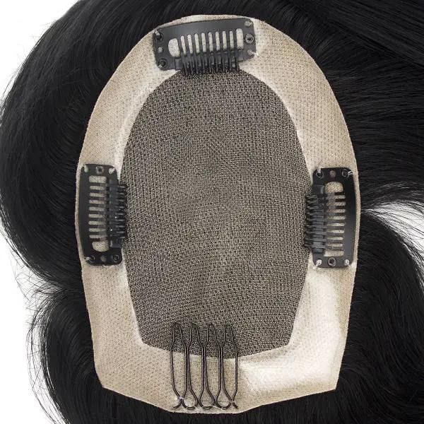 Mono Hair System with Npu All Around and Clips Human Hair Bang