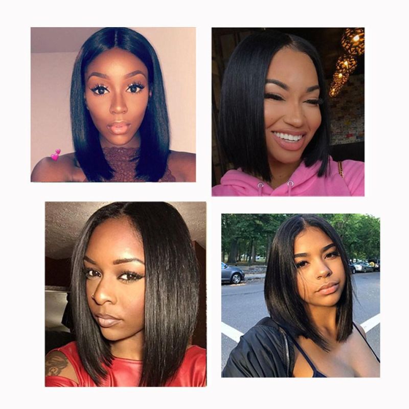 Alinybeauty 100% Human Hair Wig Frontal Lace Wig Color 1b