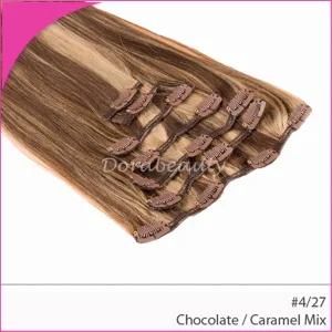 Wholesale Piano Peruvian Virgin Human Hair Clips in Hair