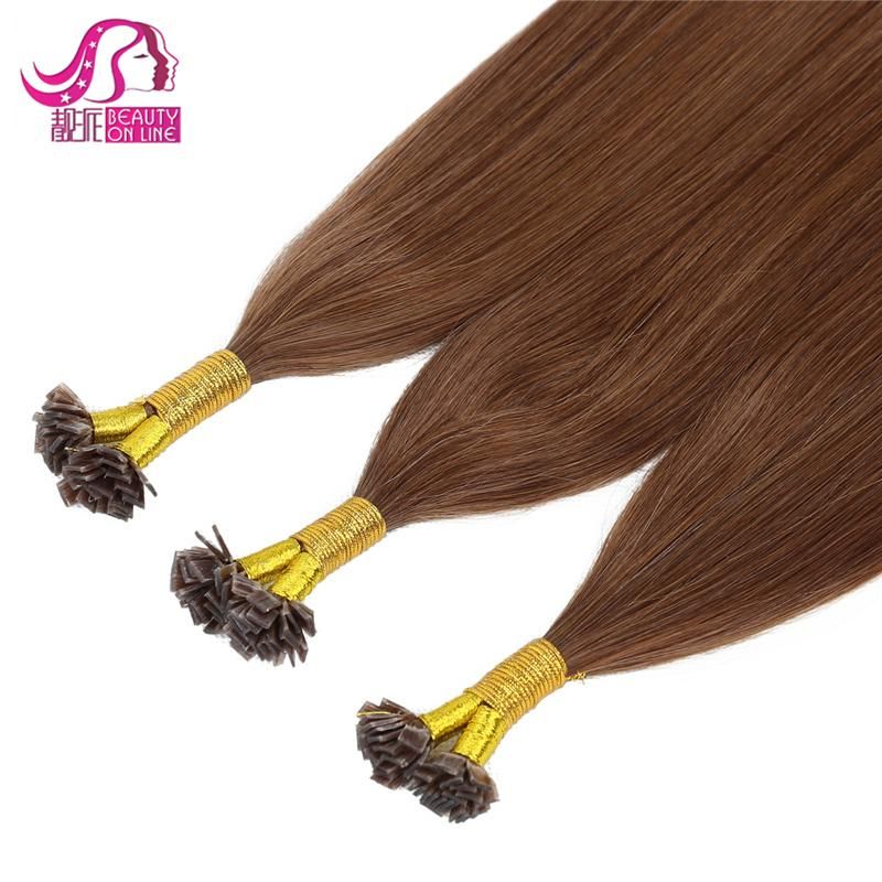 Human Hair Keratin Hair Bonding Extensions Flat Tip Hair Extensions