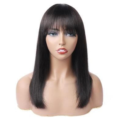 Remy Hair Vendor Full Machine Made Hair Wig with Bangs Non Lace Wig Bob Straight Human Wig