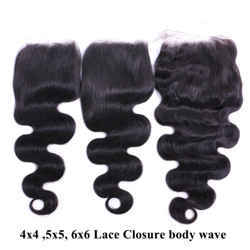 4X4 5X5 6X6 Lace Closure Body Wave with Baby Hair 10-20" Swiss Lace Natural Color for Black Women Human Hair Extention