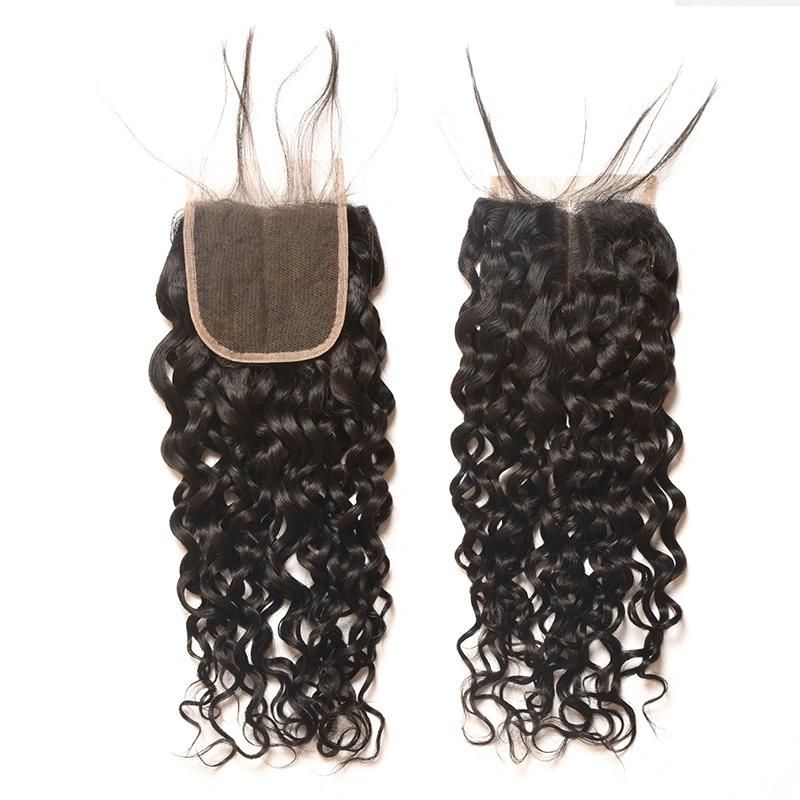 Natural Black Hair Extension, Double Drawn or Weft Hair Bundles, 22" Water Wave Hair Extension for Black Women with 5*5 Closure