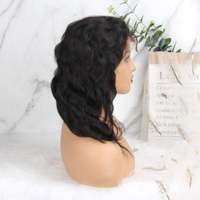 Real Human Hair 10A Grade Machine Made Straight Indian Bob Wig with Bangs