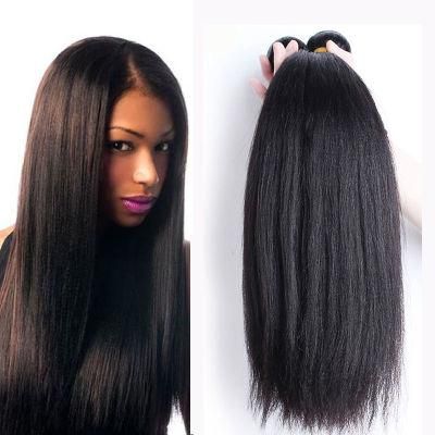 Kbeth Wholesale Unprocessed Yaki Weft Natural Black Brazilian Virgin Silk Kinky Straight Human Hair Bundles with Closure Frontal Ready to Ship