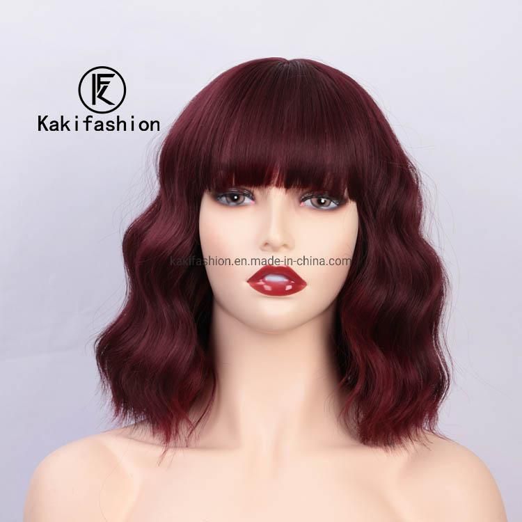 Kakifashion Hair Heat Resistant Soft Style Natural 118#Color African Short Bob Wig with Bangs for Black Women